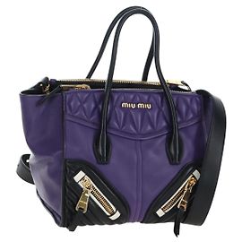 Borsa a mano Miu Miu in pelle 2way Viola Oro Auth 203786V