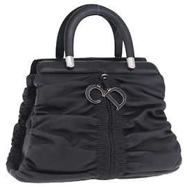 Christian Dior Carreo Handtasche aus Leder Schwarz Silber Auth am12602SAM