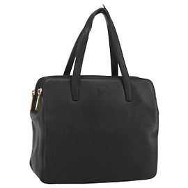 Bolsa LOEWE em couro preto e dourado autêntica 204858