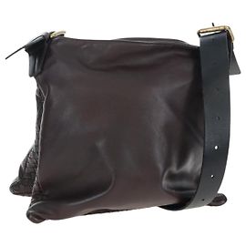 BOTTEGA VENETA INTRECCIATO Shoulder Bag Leather Brown Gold Auth 203468V