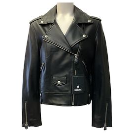 Mackage Baya Moto Jacke aus schwarzem Leder
