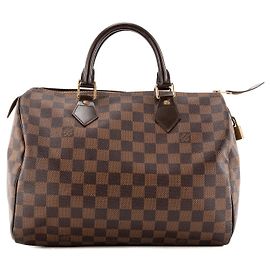 LOUIS VUITTON - Bolsa de mão Louis Vuitton Speedy 30 em tela revestida Damier Ebène