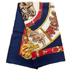 Hermès Chevaux de Trait Seidentuch Blau 90 Scarves