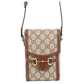 Borsa a tracolla Gucci Mini GG Supreme Horsebit 1955 Beige