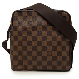 Bolsa Tiracolo Louis Vuitton Damier Ebene Olav PM Castanha