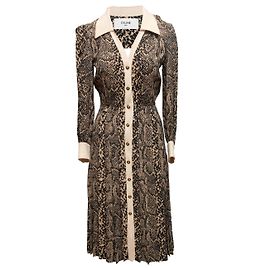 Céline Beige & Black Celine Fall/Winter 2020 Snakeskin Print Dress Size US S