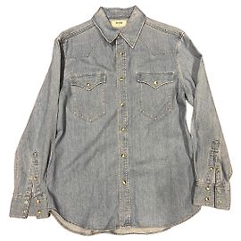 Céline Celine Camisa Western em denim lavagem clara