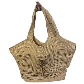 Autre Marque Saint Laurent Rive Gauche Borsa Tote in Rafia