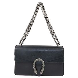 Bolsa de Ombro Small Dionysus em Couro Preto Gucci