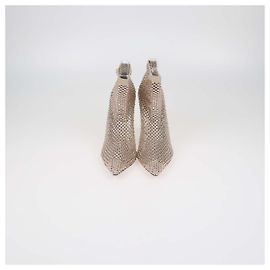 Le Silla Beige Mesh Crystal Gilda Socks Pumps