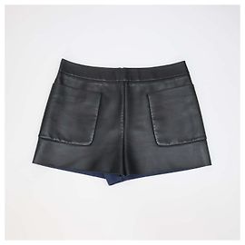 Balenciaga Mini Short in pelle nera con 2 tasche