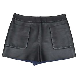 Balenciaga Mini Short de cuero negro con 2 bolsillos
