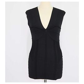 Top sin mangas de punto de viscosa mezcla Just Cavalli negro con cuello en V