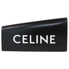 Céline Celine asymmetrische Clutch aus schwarzem Leder mit Logo