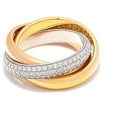 Anillo Cartier Trinity Diamantes Pavé Oro Tricolor 18K Talla 53