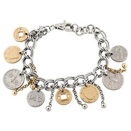 Bracelete Dolce & Gabbana Gipsy Coin Charm em aço prata e ouro