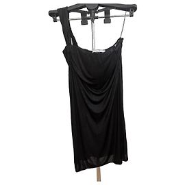 Christian Dior Asymmetrisches Drapiertes Abendkleid Schwarz