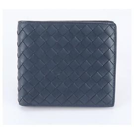 Bottega Veneta Navy Blue Bi-fold Wallet