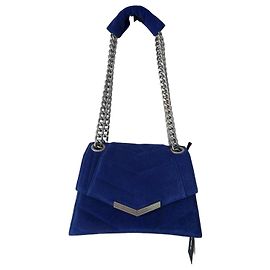 IKKS Mala THE 1. Pop Color Azul Cobalto em Couro de Veludo Acolchoado