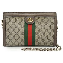 Gucci Borsa a tracolla piccola con catena Ophidia in Monogram GG Supreme beige