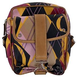 Autre Marque Bolso bandolera de lona con estampado gráfico Argyle multicolor Christian Vintage