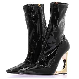 Autre Marque Botines de cuero charol negro