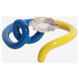 Autre Marque Anello rampicante blu e giallo