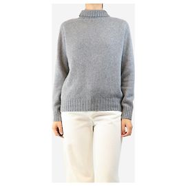 Autre Marque Grauer Kaschmirpullover mit Stehkragen - Größe S