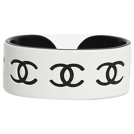 Chanel Bracelete CC vintage preto e branco