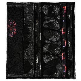Etro Écharpe en soie noire perlée