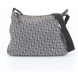 Christian Dior Trotter Leather Shoulder Bag in Navy