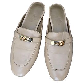 Hermès Beige Leather Mules
