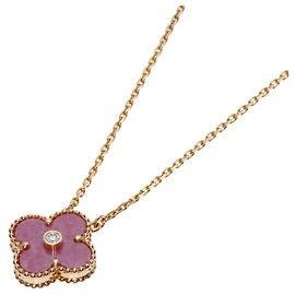 Van Cleef & Arpels Vintage Alhambra Halskette aus Rhodonit und Diamanten
