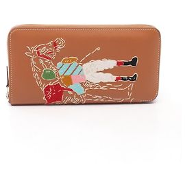 Hermès Cartera redonda bordada Hermes Azap Long Classic