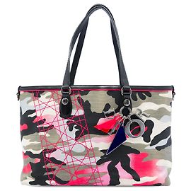 Autre Marque Dior Gray Anselm Reyle Medium Canvas Camouflage Tote