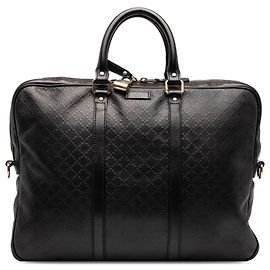 Borsa business Gucci in vitello nero con diamanti