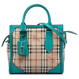 Borsa tote Burberry Beige Small Haymarket Check Coated Canvas Honeywood