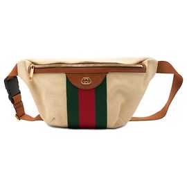 Gucci Gürteltasche aus beigem Canvas mit Web-Streifen