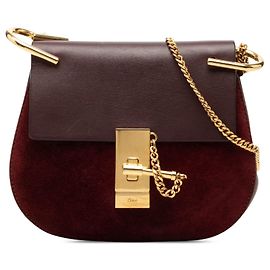 Chloé Mini Borsa a Tracolla Drew Bicolore in Camoscio e Vitello Rossa
