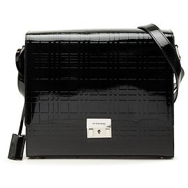 Borsa crossbody Burberry in vernice embossed House Check nera