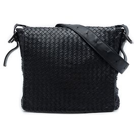 Borsa a tracolla Bottega Veneta in nappa Intrecciato nera