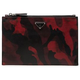 Prada Red Tessuto Camouflage Clutch