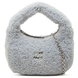 Miu Miu Mini Sac Wander en shearling bleu