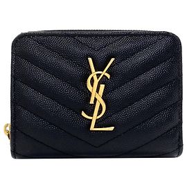Autre Marque Cartera bi-fold de piel Saint Laurent Cassandra