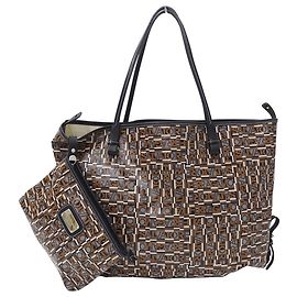Borsa Salvatore Ferragamo in tela rivestita marrone