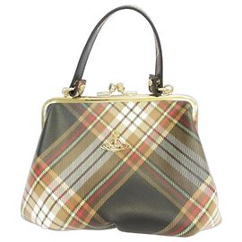 Borsa a tracolla Vivienne Westwood Vegan Tartan Check con chiusura a 3 vie
