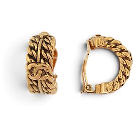 PENDIENTES VINTAGE CHANEL CADENA DE ESLABONES DORADA 1990 1991