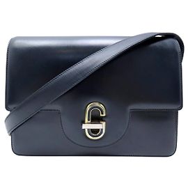 BORSA A MANO VINTAGE GUCCI IN PELLE BOX BLU NAVY CON TRACCOLLA LEATHER SHOULDER BAG