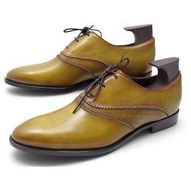 NEUE BERLUTI RICHELIEU RAPIECE SCRITTO SCHUHE 10.5 44.5 LEDER ICE GOLD