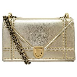 Christian Dior NUOVA BORSA A MANO DIOR DIORAMA SMALL PELLE GRANA DORATA CON TRACOLLA